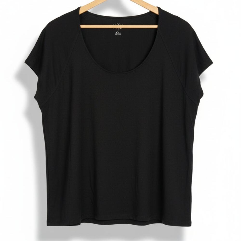 NYDJ Womens M Minimalist 90s Sustainable Loungewear Tencel Dolman Tee Black